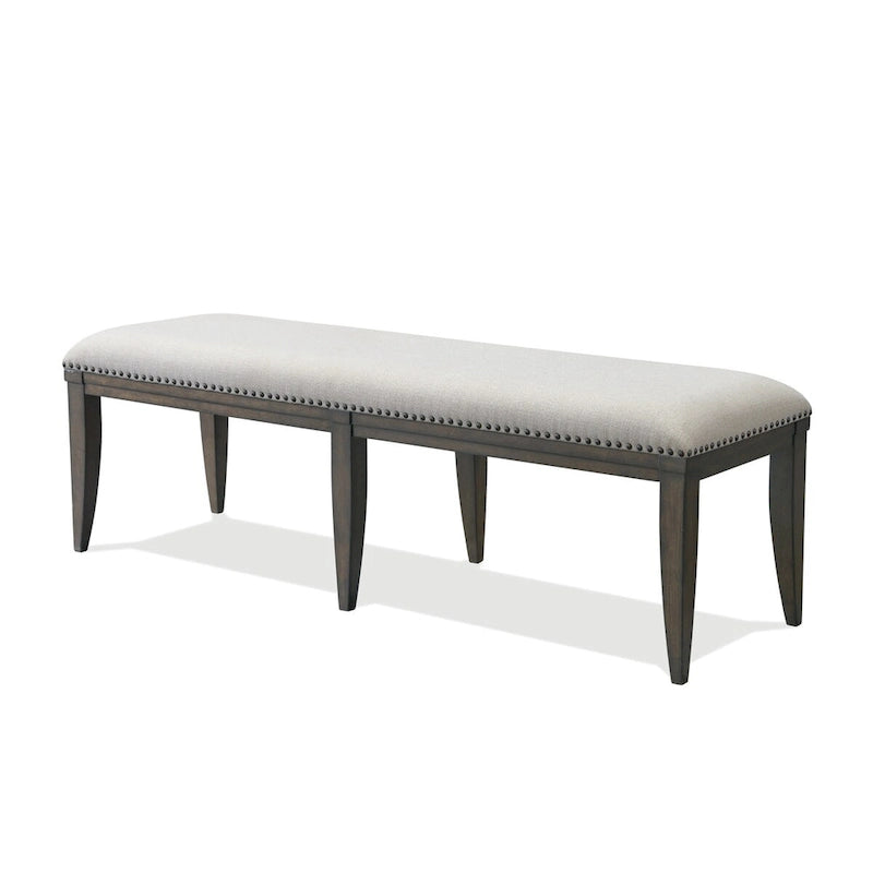 Nailhead Trim Upholstered Dining Bench, Beige