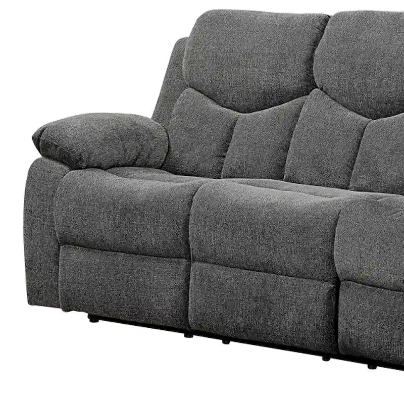82 Inch Gray Fabric Reclining Sofa with Black Legs