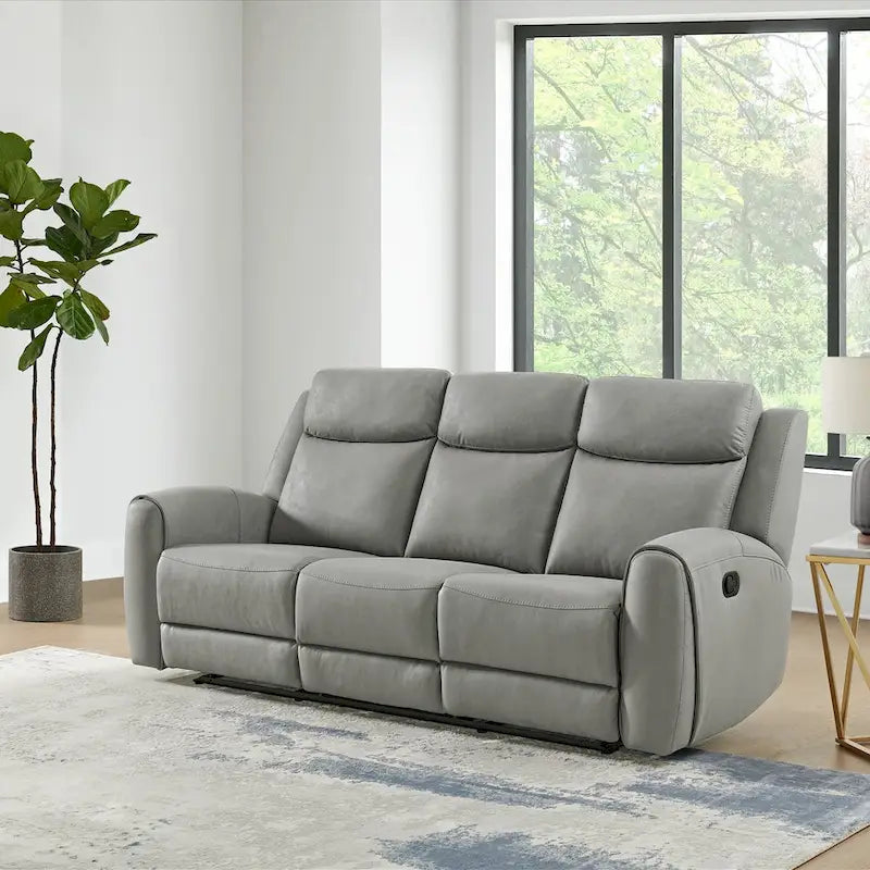 Transitional Manual Reclining Sofa, Gray