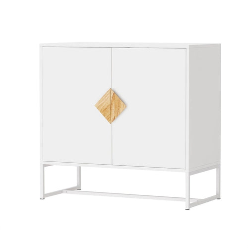 2-Door Sideboard with Square Wood Handle and Interior Shelf