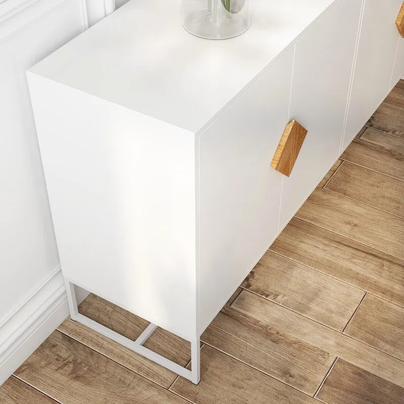 2-Door Sideboard with Square Wood Handle and Interior Shelf
