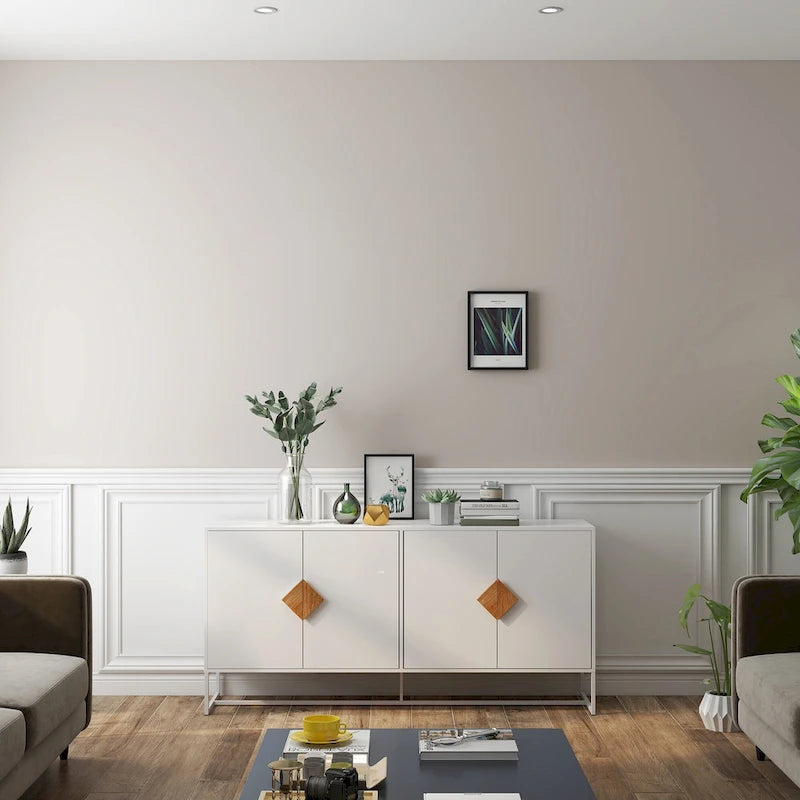 2-Door Sideboard with Square Wood Handle and Interior Shelf