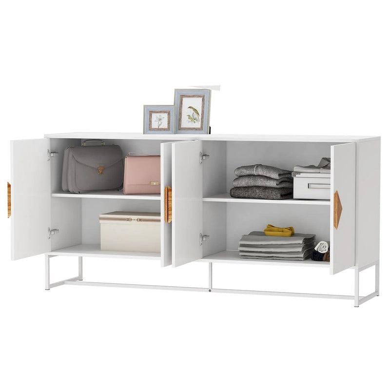 2-Door Sideboard with Square Wood Handle and Interior Shelf