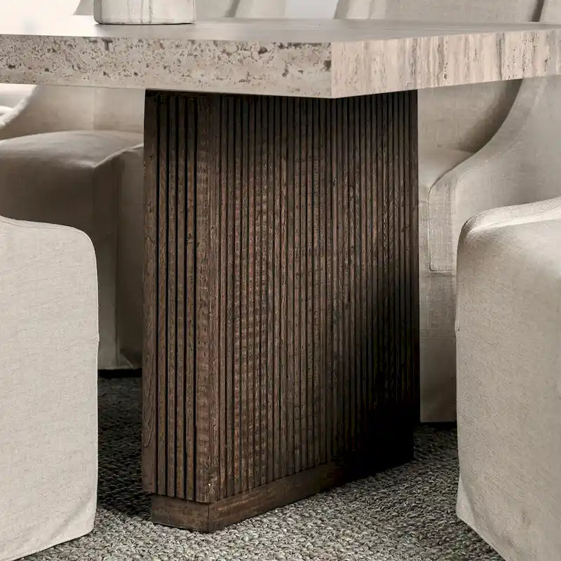 82 Travertine Laminate Dining Table in Brown
