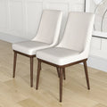 Mid-Century Modern Beige Dining Chair with Foam Seat, Set of 2