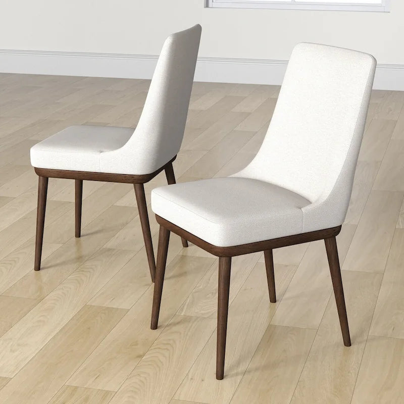Mid-Century Modern Beige Dining Chair with Foam Seat, Set of 2