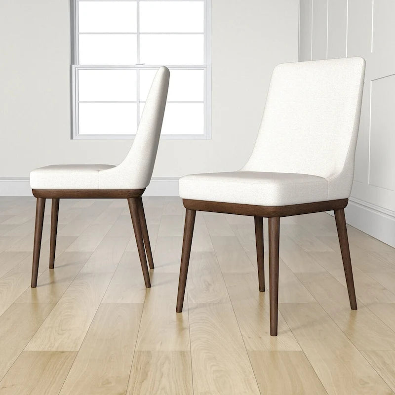 Mid-Century Modern Beige Dining Chair with Foam Seat, Set of 2