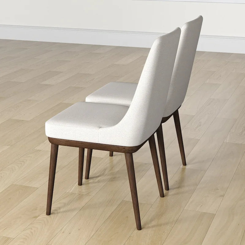 Mid-Century Modern Beige Dining Chair with Foam Seat, Set of 2