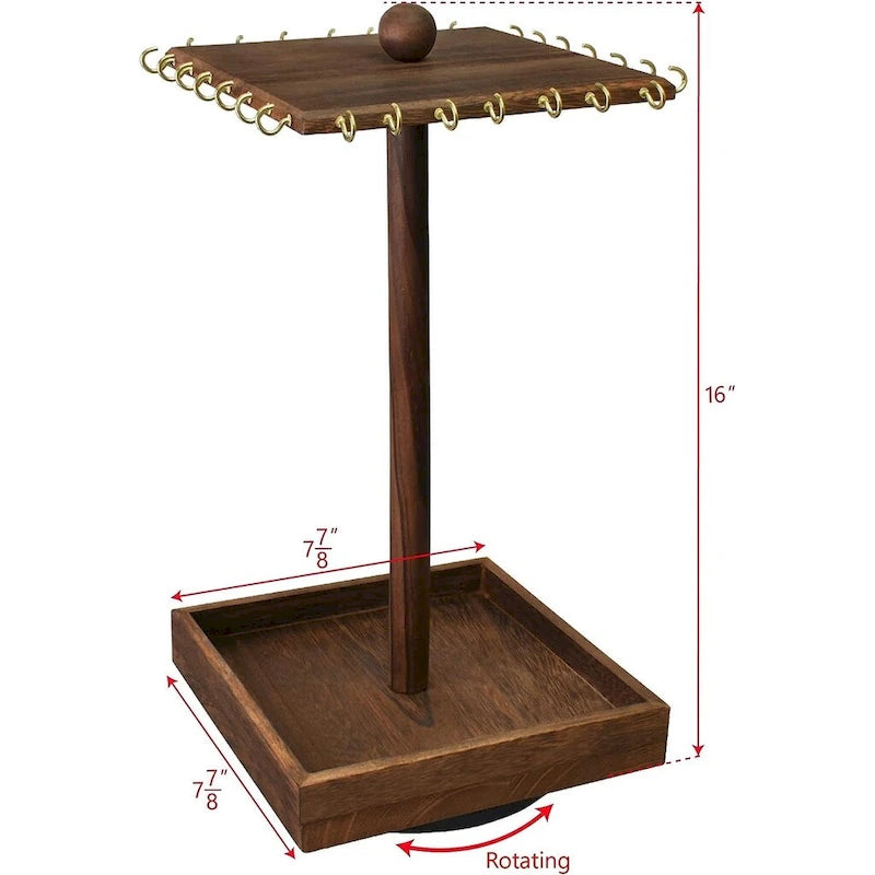 Wooden Rotating Jewelry Display Tower with 28 Hooks