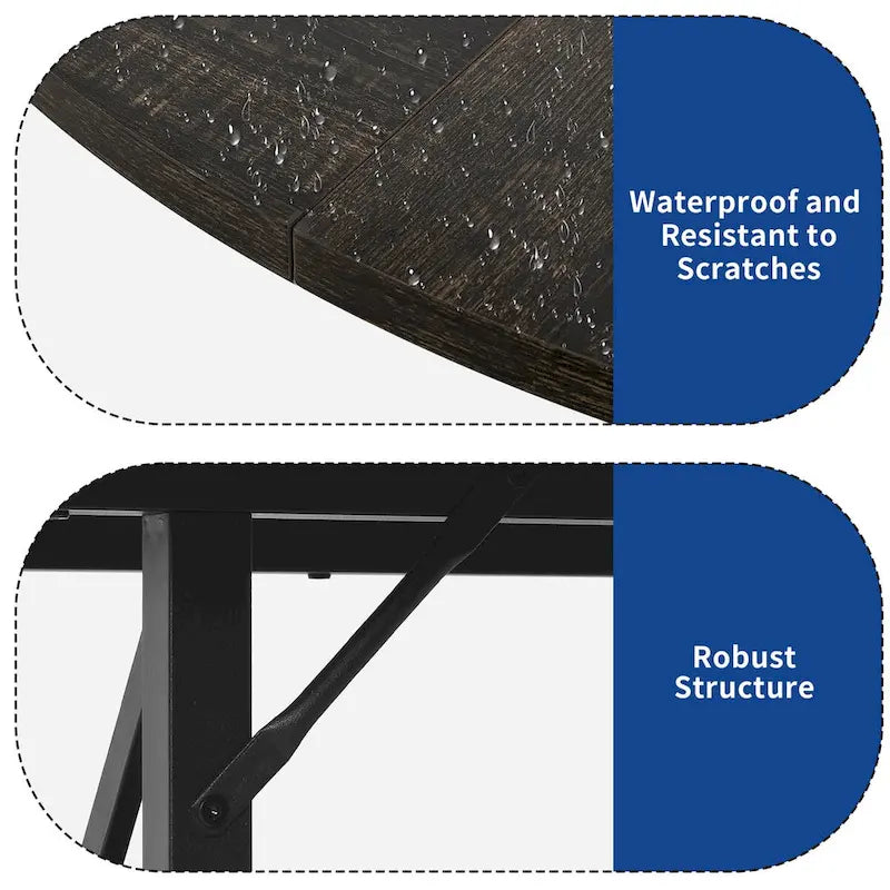 Round Dining Table with 2 Storage Shelves and Metal Legs, Seats 4-6