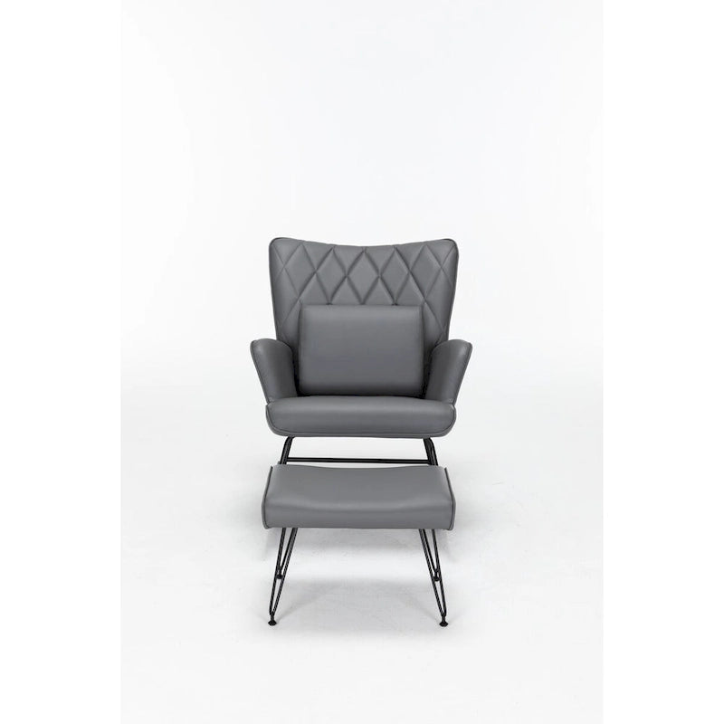 Rocking Chair with Lumbar Pillow and Footrest for Nursery and Living Room