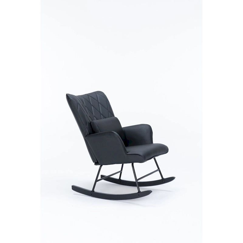 Rocking Chair with Lumbar Pillow and Footrest for Nursery and Living Room