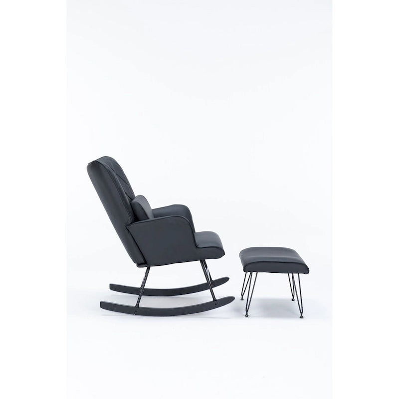 Rocking Chair with Lumbar Pillow and Footrest for Nursery and Living Room