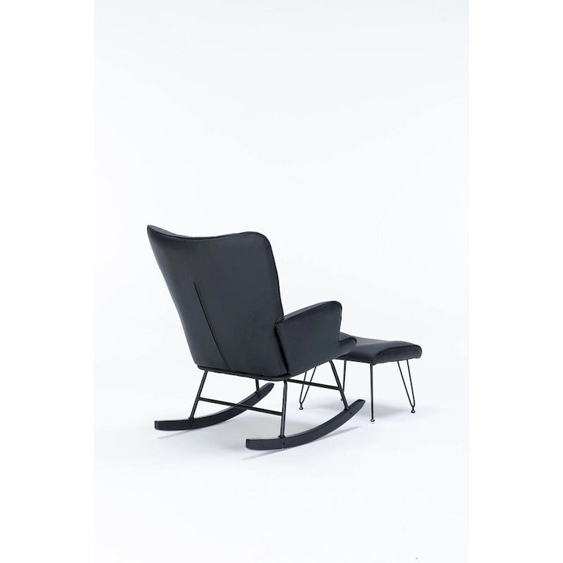 Rocking Chair with Lumbar Pillow and Footrest for Nursery and Living Room