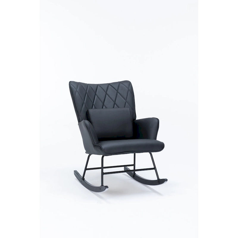 Rocking Chair with Lumbar Pillow and Footrest for Nursery and Living Room