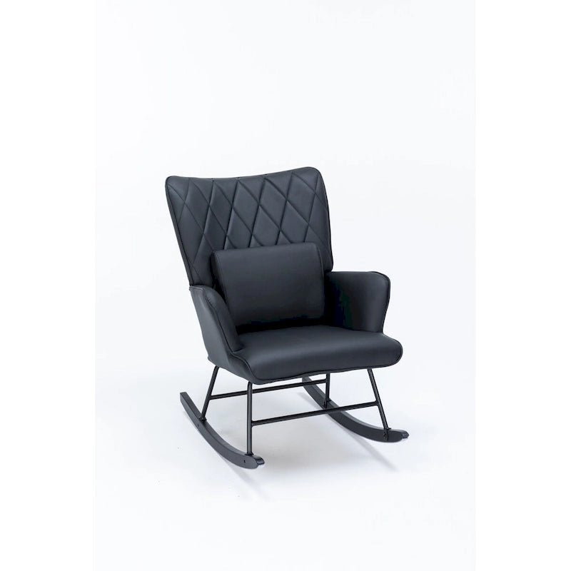 Rocking Chair with Lumbar Pillow and Footrest for Nursery and Living Room