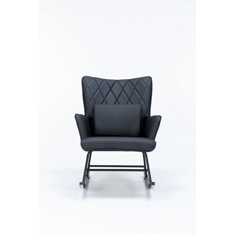 Rocking Chair with Lumbar Pillow and Footrest for Nursery and Living Room