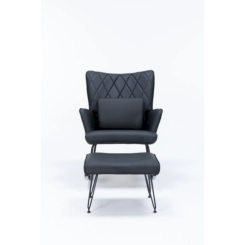 Rocking Chair with Lumbar Pillow and Footrest for Nursery and Living Room