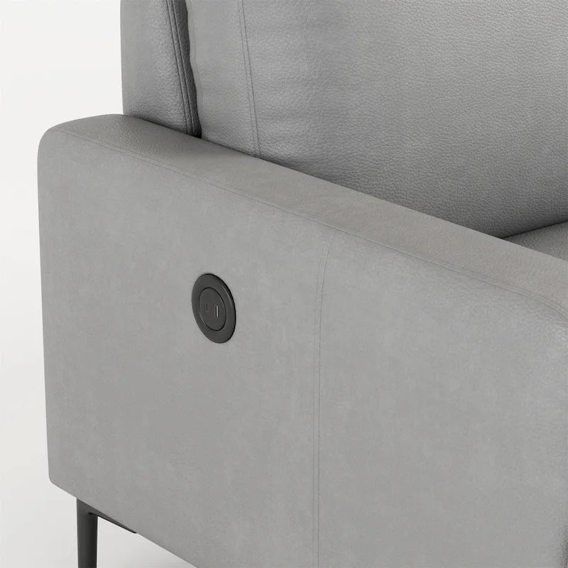 Modern Faux Leather Sectional Sofa with USB Charging Ports