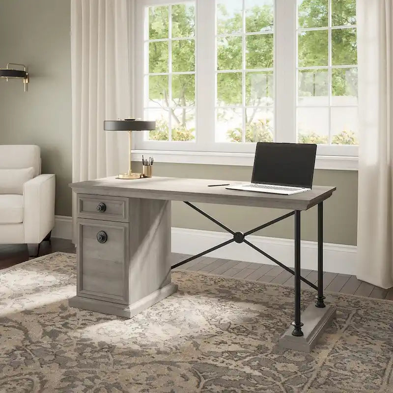 60 Inch Office Desk with Storage, Drawer, and Wire Management